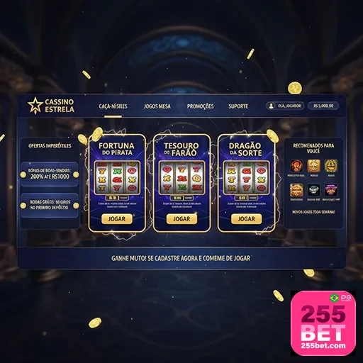 Tela de jogo móvel com cassinos ao vivo e slots